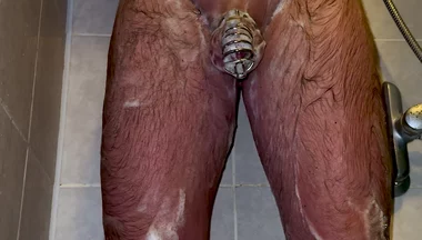 I'm Taking a Shower with a Chastity Belt on My Penis!