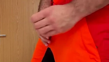 Tyler Blake Jerking off in Hivis Lumberjack Workwear - Muscle Flexes & Explosive Cumshot
