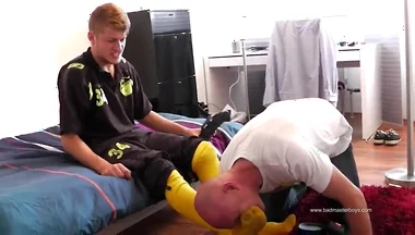 Soccer master stinky feet socks licking