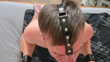 Slut Boy Open His Mouth for Master.