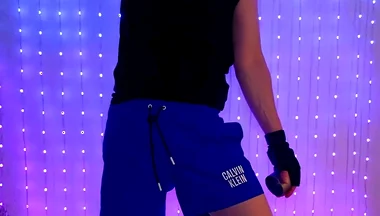 Fitness Workout in Blue Ck Shorts