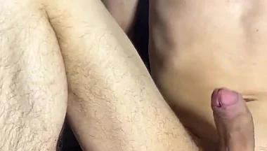 Twink Stretches His Ass with a Dildo and Jerks off a Huge Cock