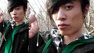 Outdoors, Jon Arteen Masturbates His Tumescent Twink Cock, Ejaculates Cum That Sticks to His Fingers and Slowly Drips.