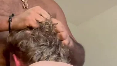 Aussie Boy Sucking Hairy Daddys Thick Brown Dick with Big Cumshot All Over His Face