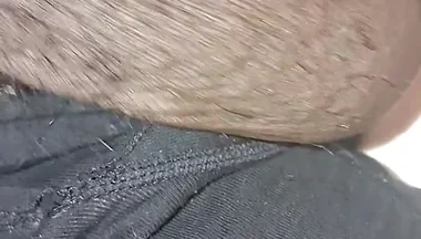 Stroking Big Black Uncut Dick Through Underwear
